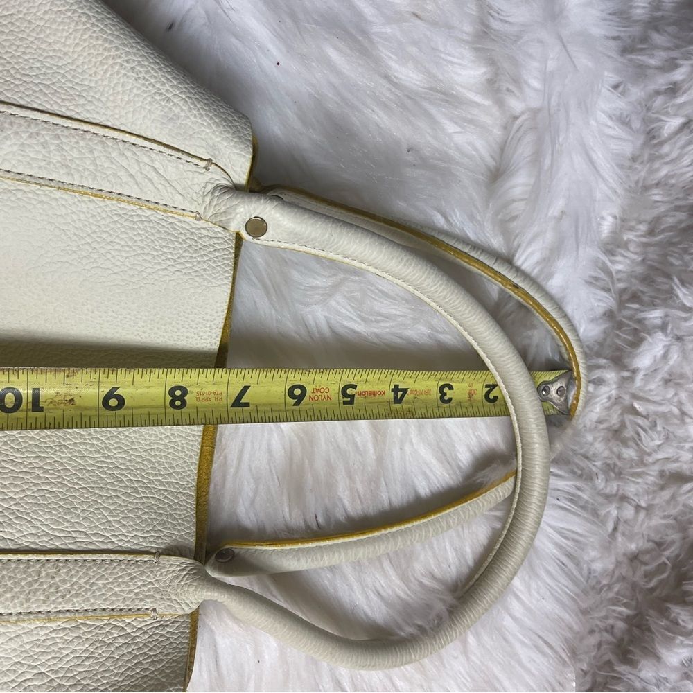 J Crew Borge Garveri Pebbled Leather off White Uptown large Tote. - Picture 6 of 16